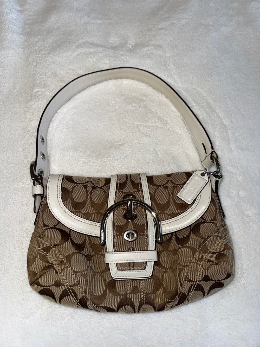 Coach Soho Signature Jacquard Flap Buckled Brown Shoulder Bag 2006